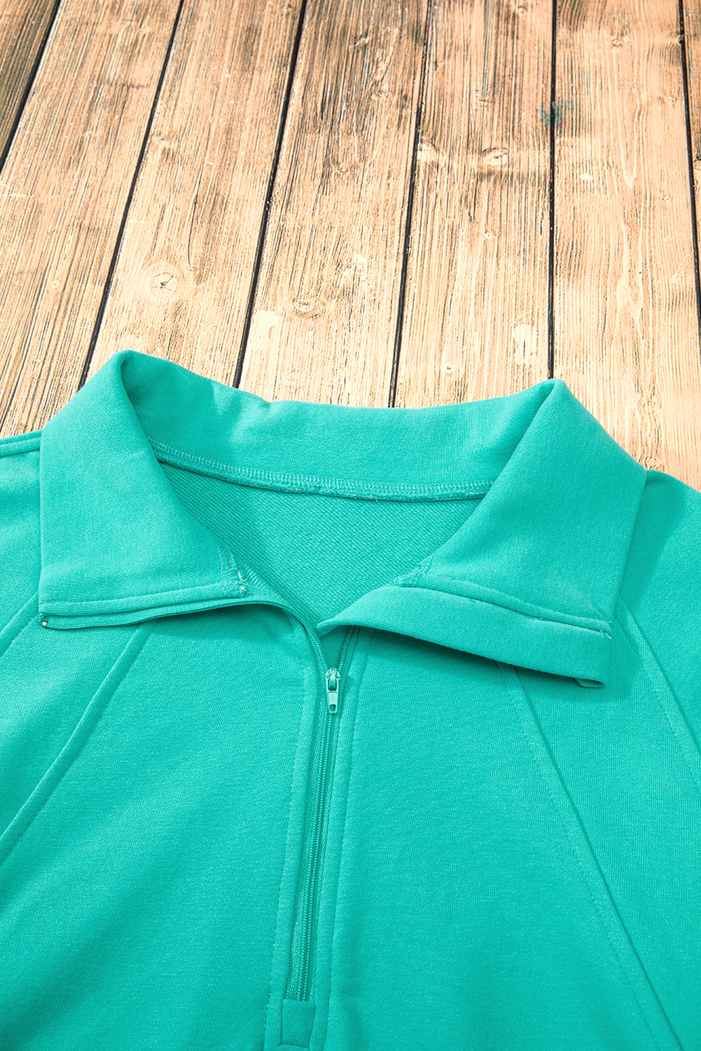 Parchment Quarter Zip Stand Neck Kangaroo Pocket Sweatshirt