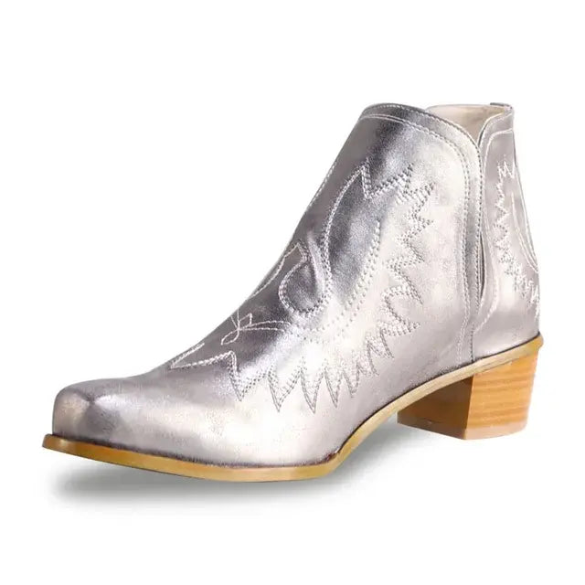 Western Charm Embroidered Cowgirl Ankle Boots