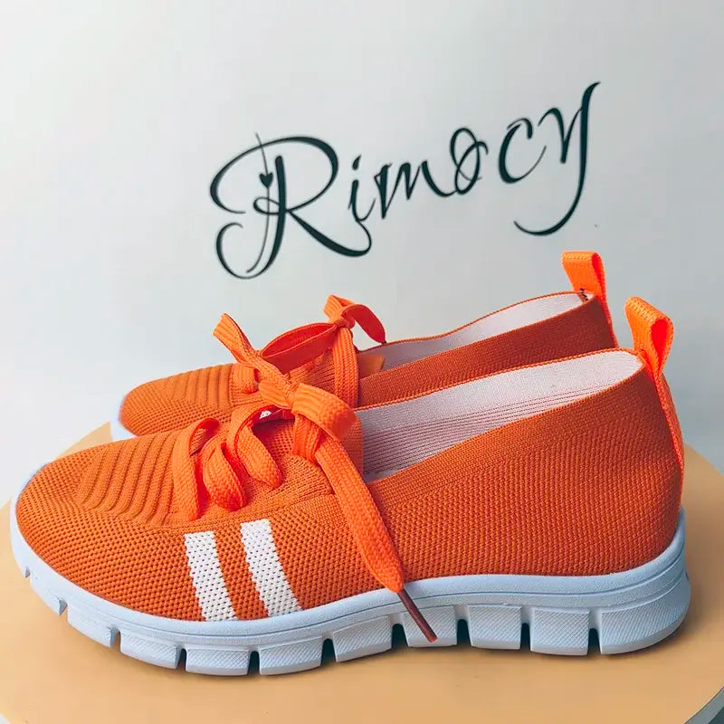 Mesh Knitted Striped Flats Shoes