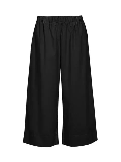 Plus Size Women's Summer Casual Solid Color Loose Wide Leg Pants