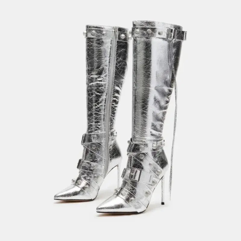 Stylish Rider Women's Slim High-Heeled Motorcycle Boots