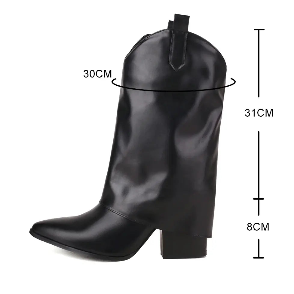 Women Square Heel Cossacks Ankle Boots