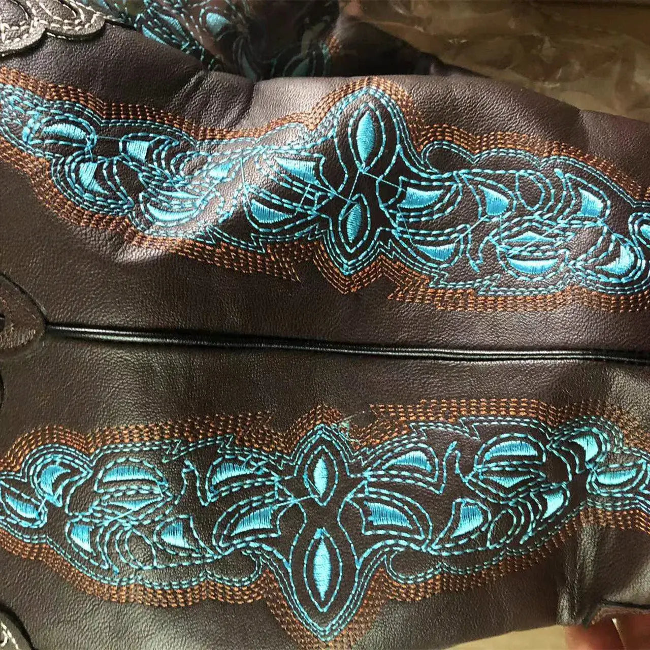 Embroidery Flower Knee-High Cowboy Boots - Colorful Mix