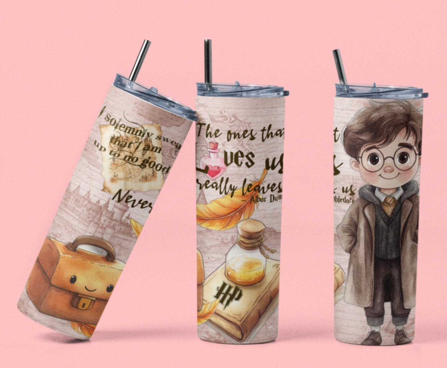 Magical Love Harry-Inspired 20oz Skinny Tumbler – Wizard Quote Drinkware for True Fans