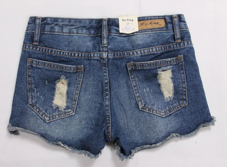2018 Summer Plus Size Women's Ripped Denim Shorts