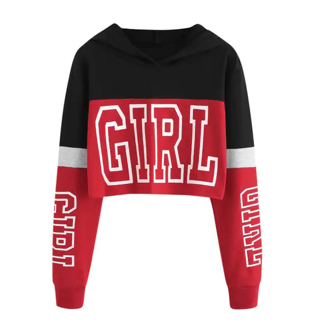 Chic Patchwork Women's Crop Hoodie