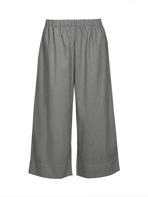 Plus Size Women's Summer Casual Solid Color Loose Wide Leg Pants