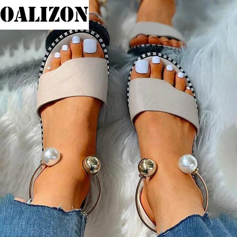 New Summer Beaded Pearly Sandals