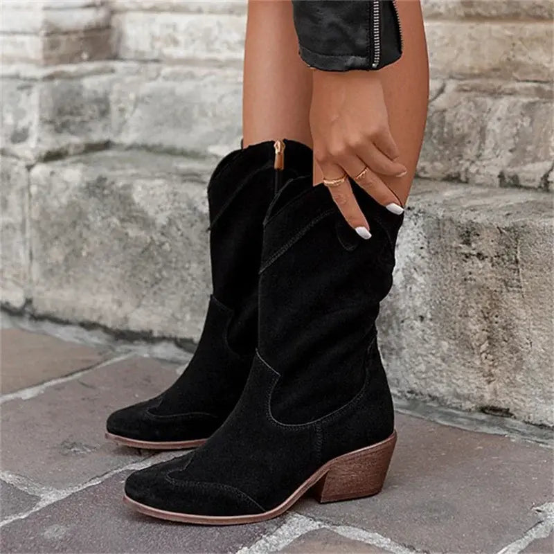 Mid-Calf Ethnic female western boots
