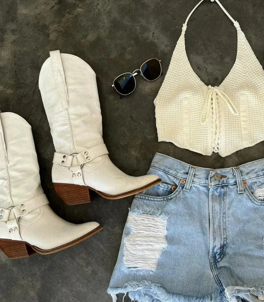 Flock Cow Print Chunky Heel Chelsea Boots