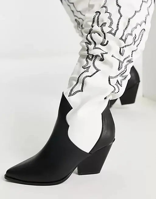 Western Cowgirl Over The Knee High Boots with Chunky Block Heels Shoes