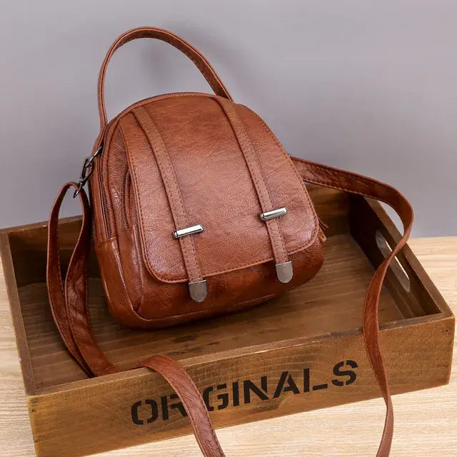Vintage Small Shoulder Bag Women Soft Leather Crossbody Bag Multifunction Messenger Bag