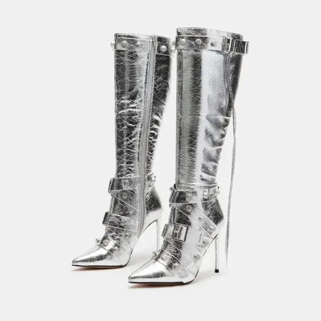 Stylish Rider Women's Slim High-Heeled Motorcycle Boots