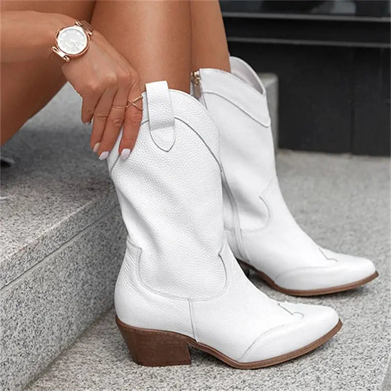 Mid-Calf Ethnic female western boots