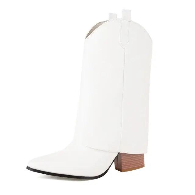 Women Square Heel Cossacks Ankle Boots