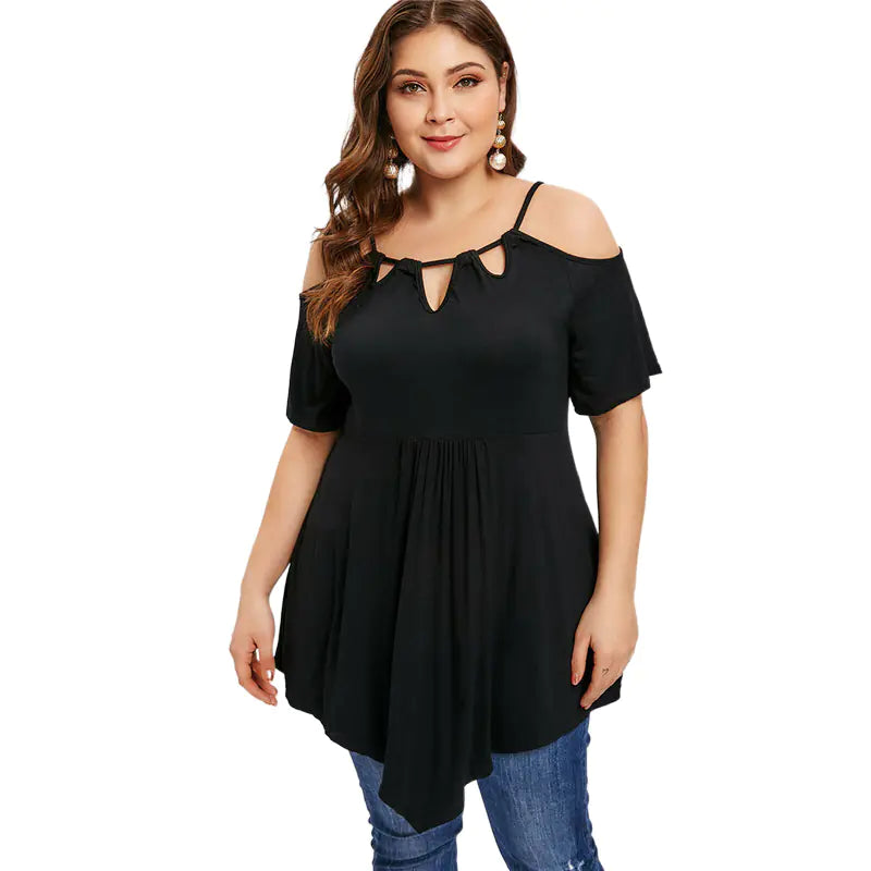 Plus Size Loose Women’s Hollow Out Hem Tees 3XL-5XL