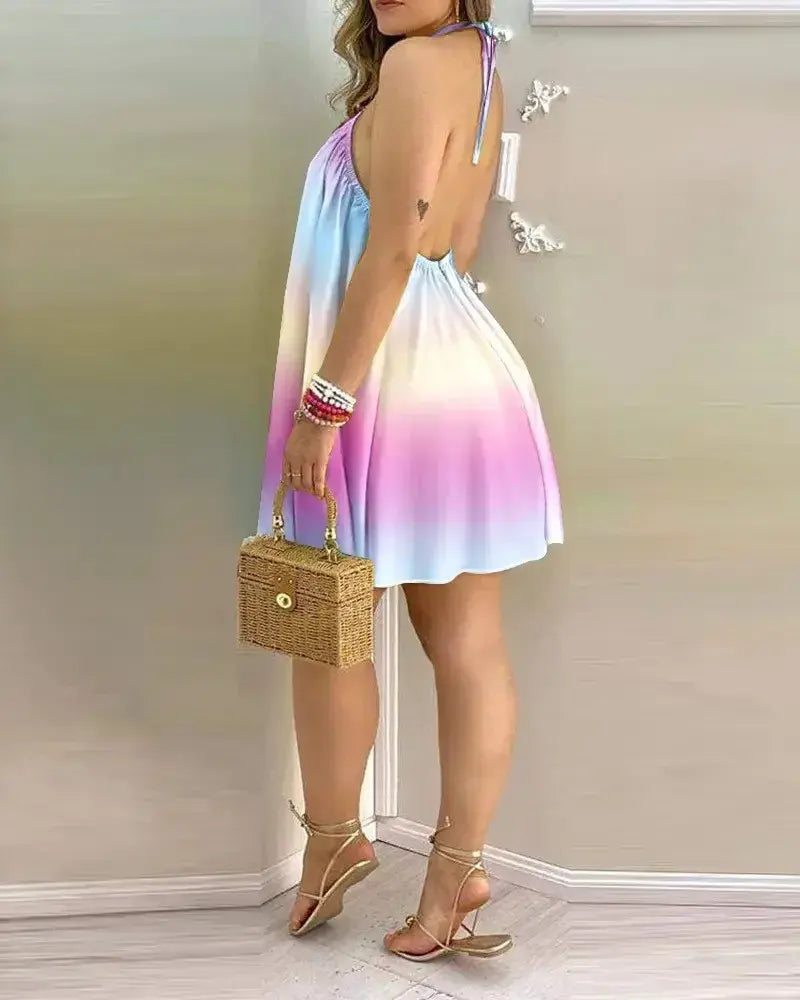 Summer Printed Halter Baggy Dress