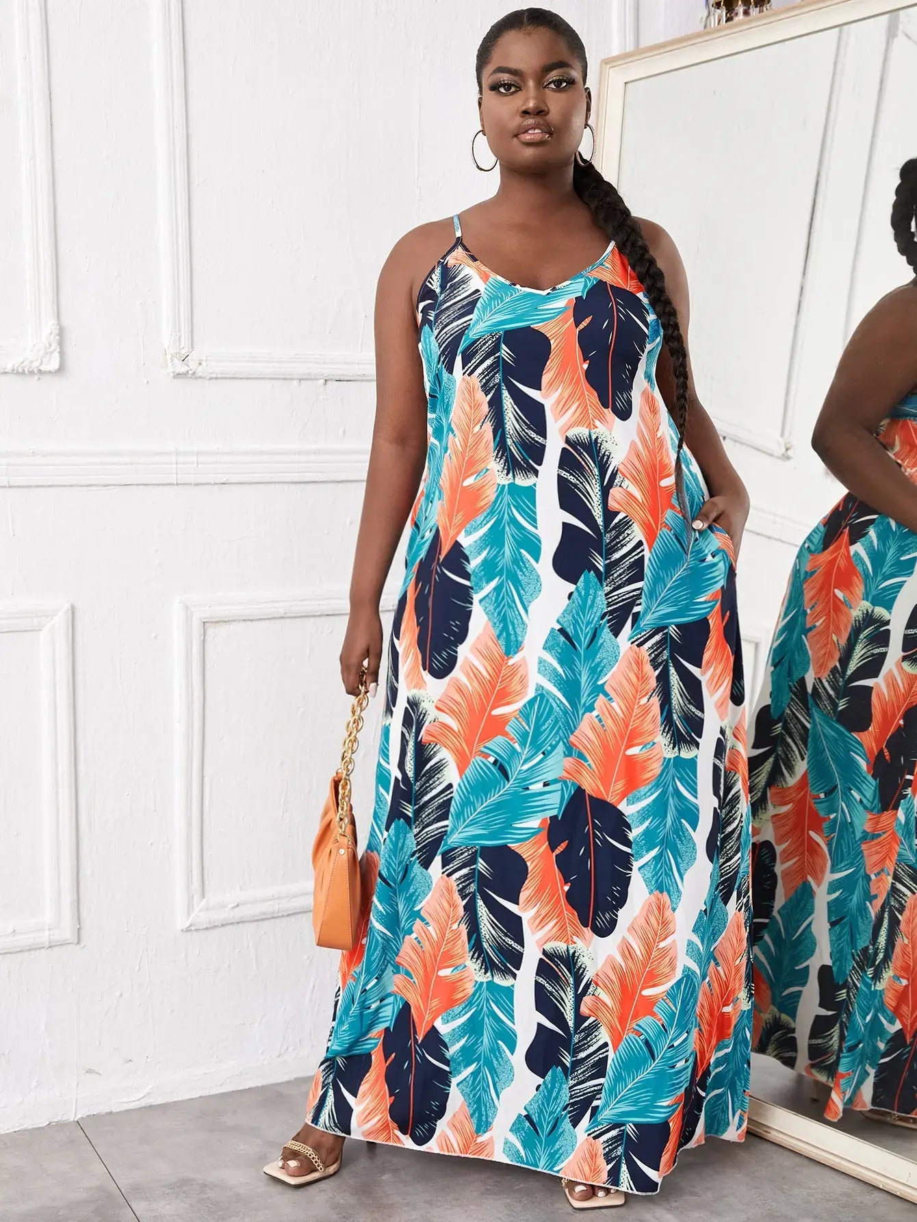Women's plus-size dress printed loose floor mop dress
