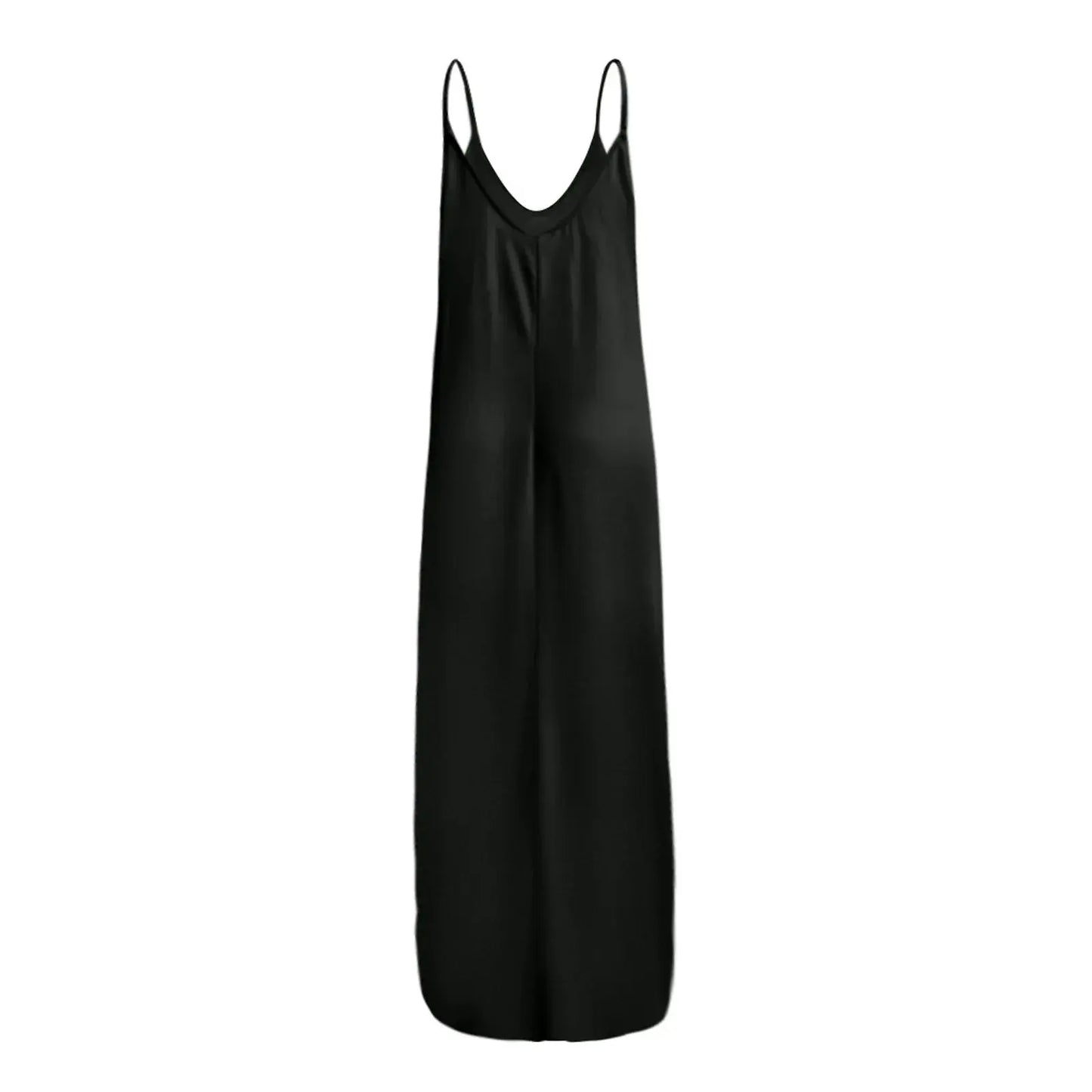 Sexy Deep V-neck Sleeveless Beach Casual Dress with High Waist Pockets