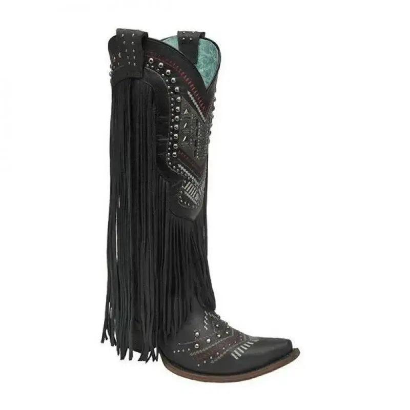 Mid-Calf Tassel Rivet Women's Cowboy Boots