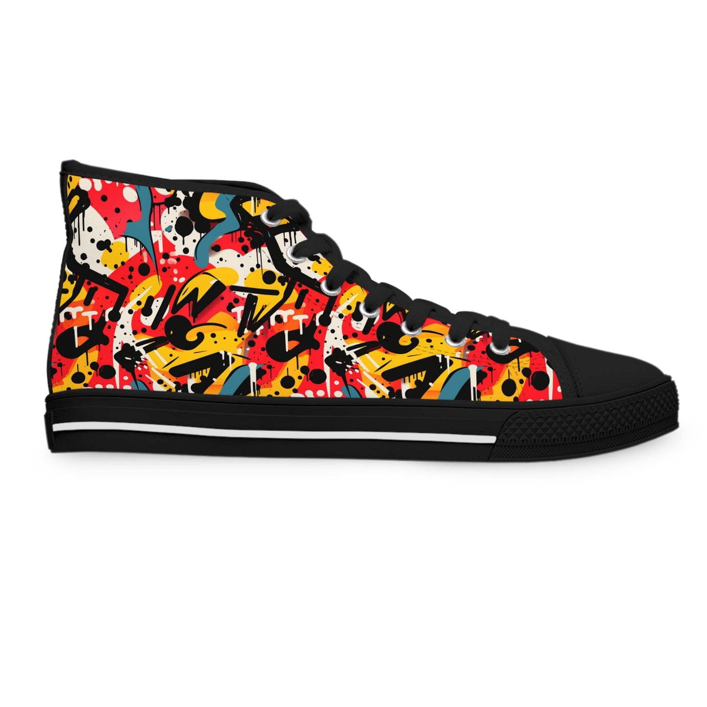 Graffiti Pop High Top Sneakers – Colorful Street Art Style Shoes for Women Vibrant High Top Sneakers for Women, Colorful Artistic Kicks, Streetwear, Casual Footwear, Trendy Fashion Shoes, Unique Gift Idea