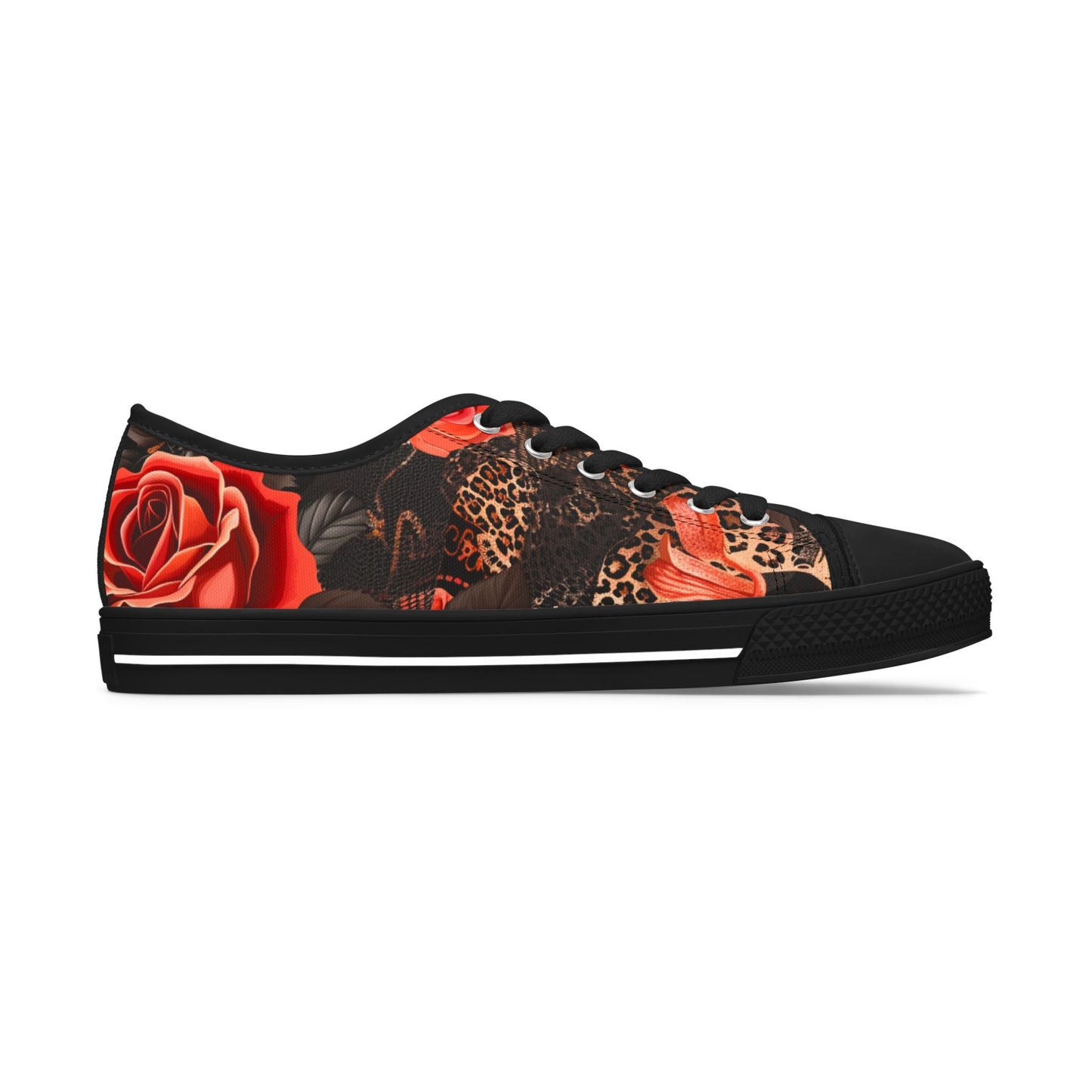 Leopard & Roses Low Top Canvas Sneakers – Bold Floral Streetwear