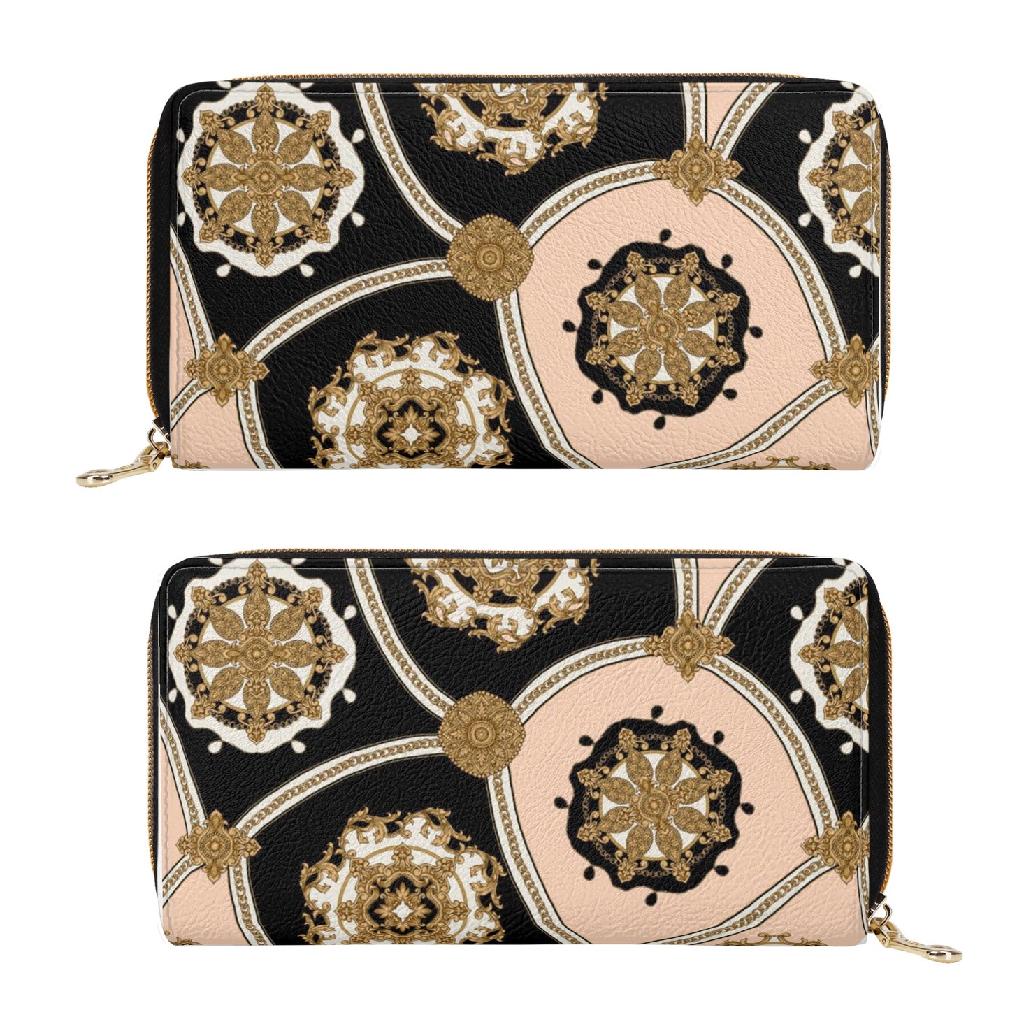 Leather Zipper Wallet- Amber