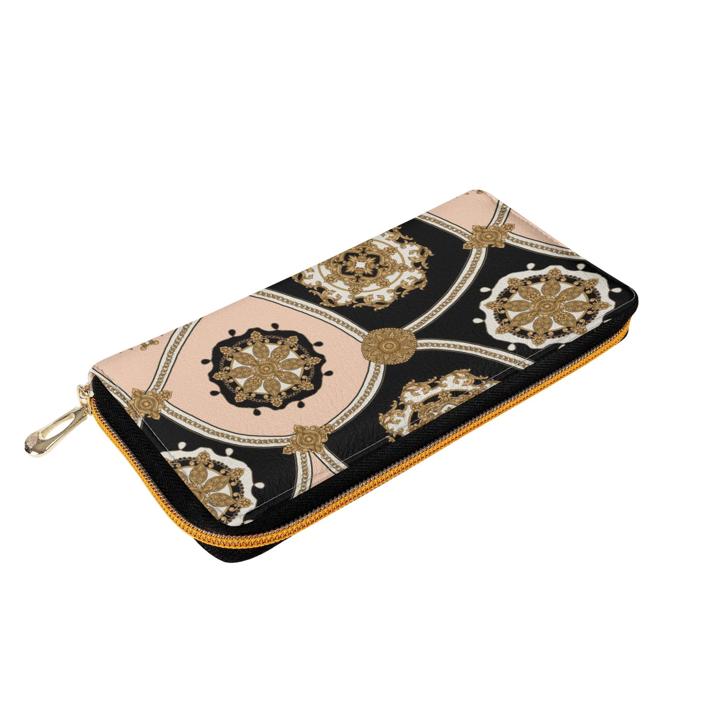 Leather Zipper Wallet- Amber