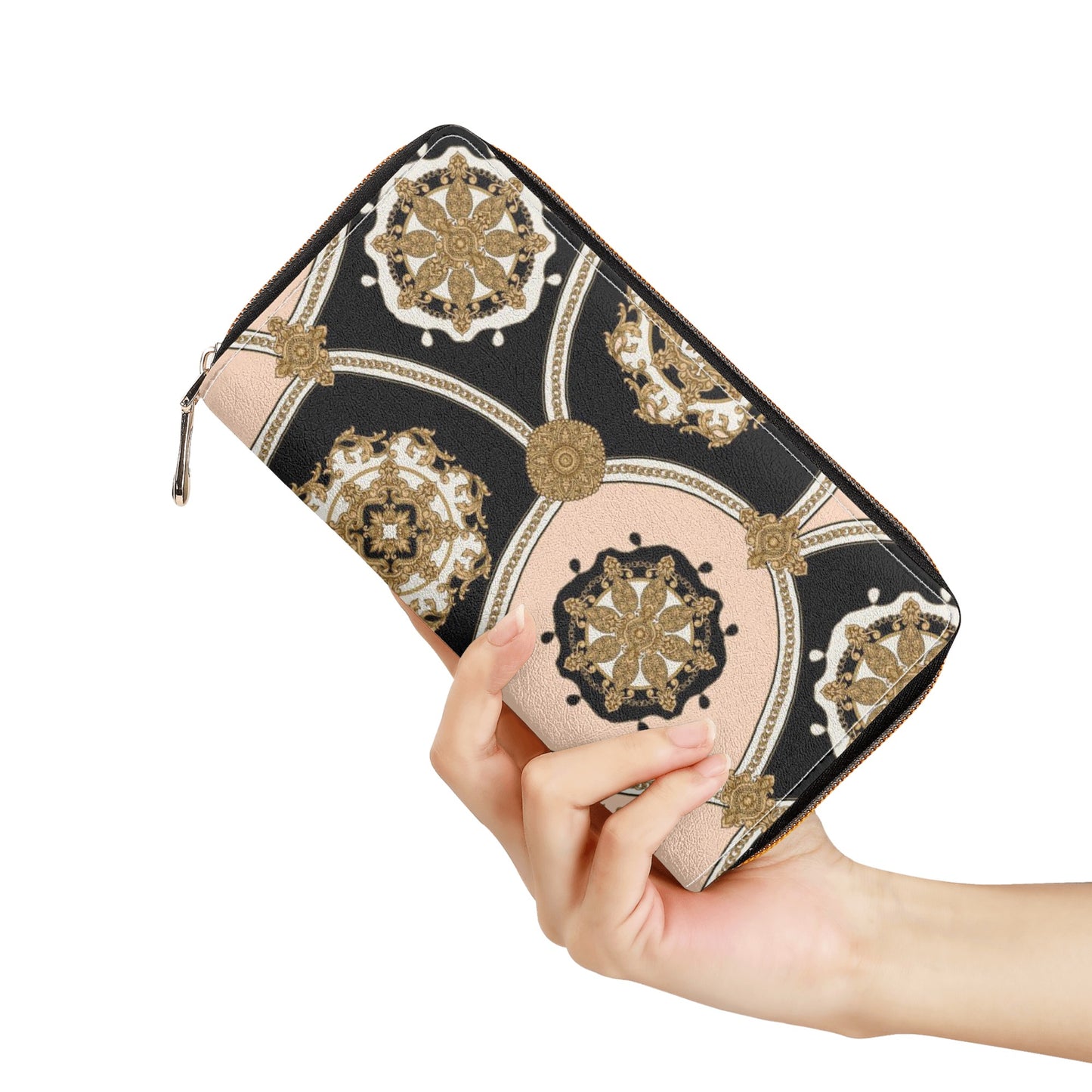 Leather Zipper Wallet- Amber