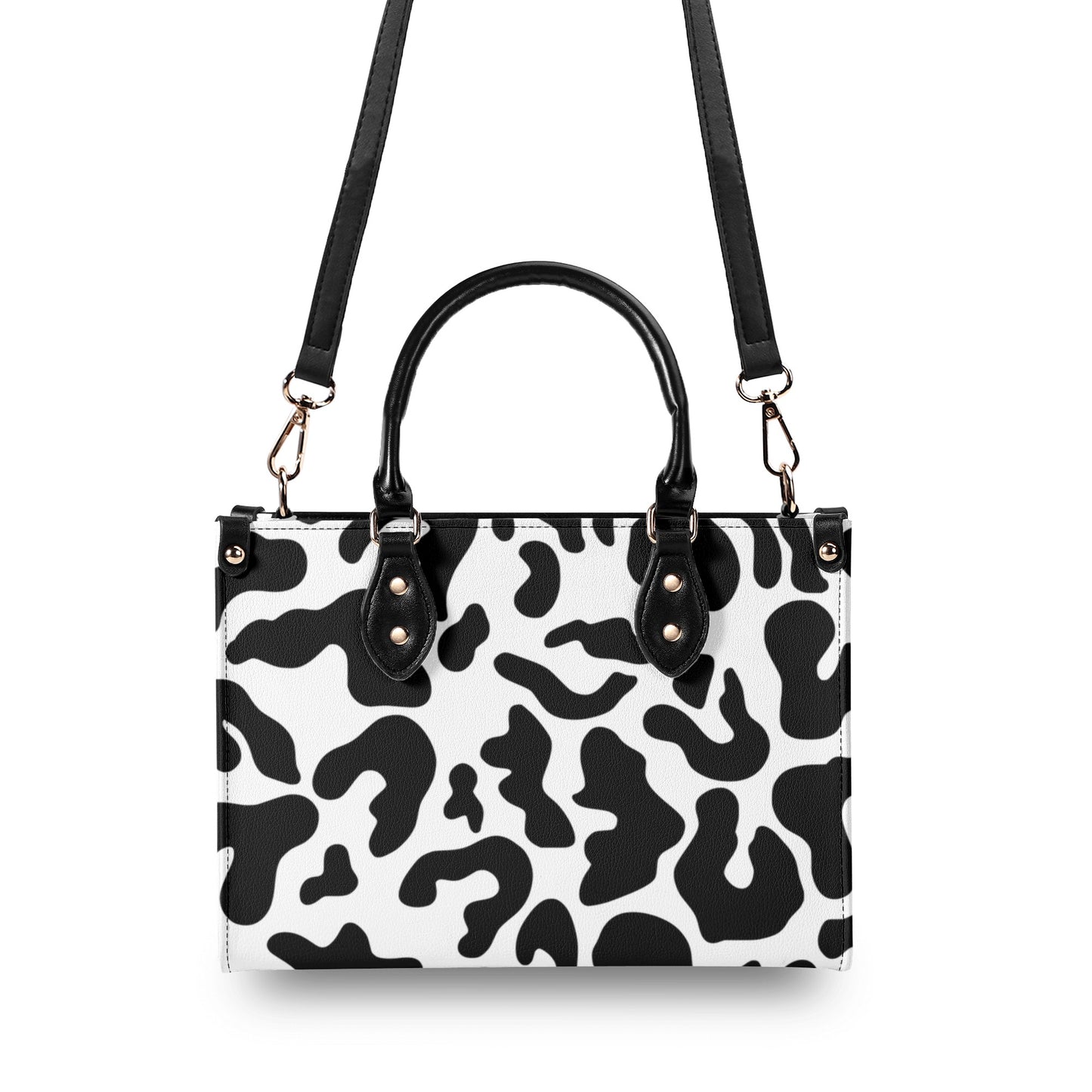 Luxury Women Leather Handbag black and white animal print design