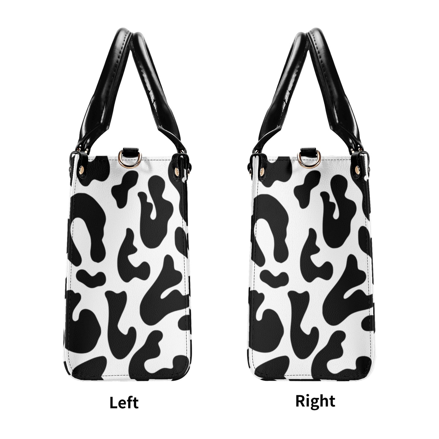 Luxury Women Leather Handbag black and white animal print design