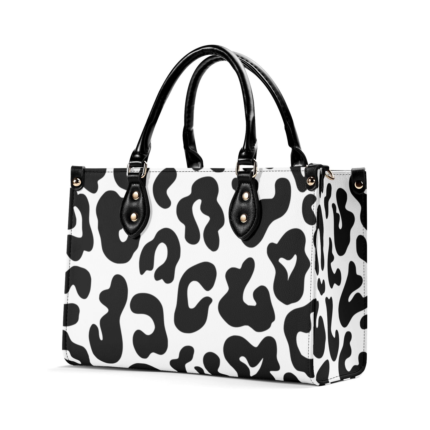 Luxury Women Leather Handbag black and white animal print design