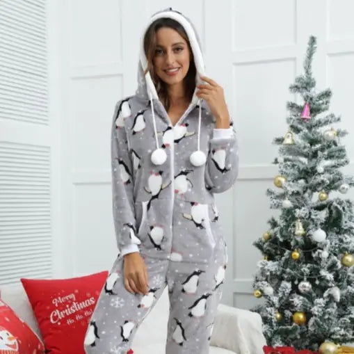 Women's Holiday Theme Flannel Onesie