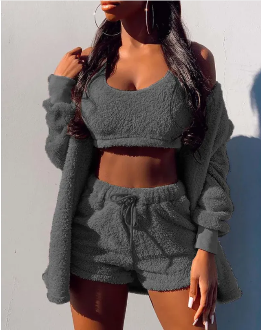 Chic Autumn & Winter Comfort Set - Coat, Vest & Shorts