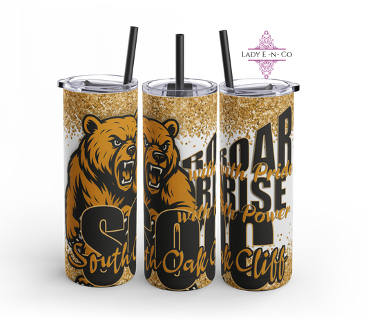 Bold South Oak Cliff Golden Bear Glitter Tumbler | 20oz Travel Mug | Great for Sports Fans, Outdoors, Gifts, and Celebration Occasions