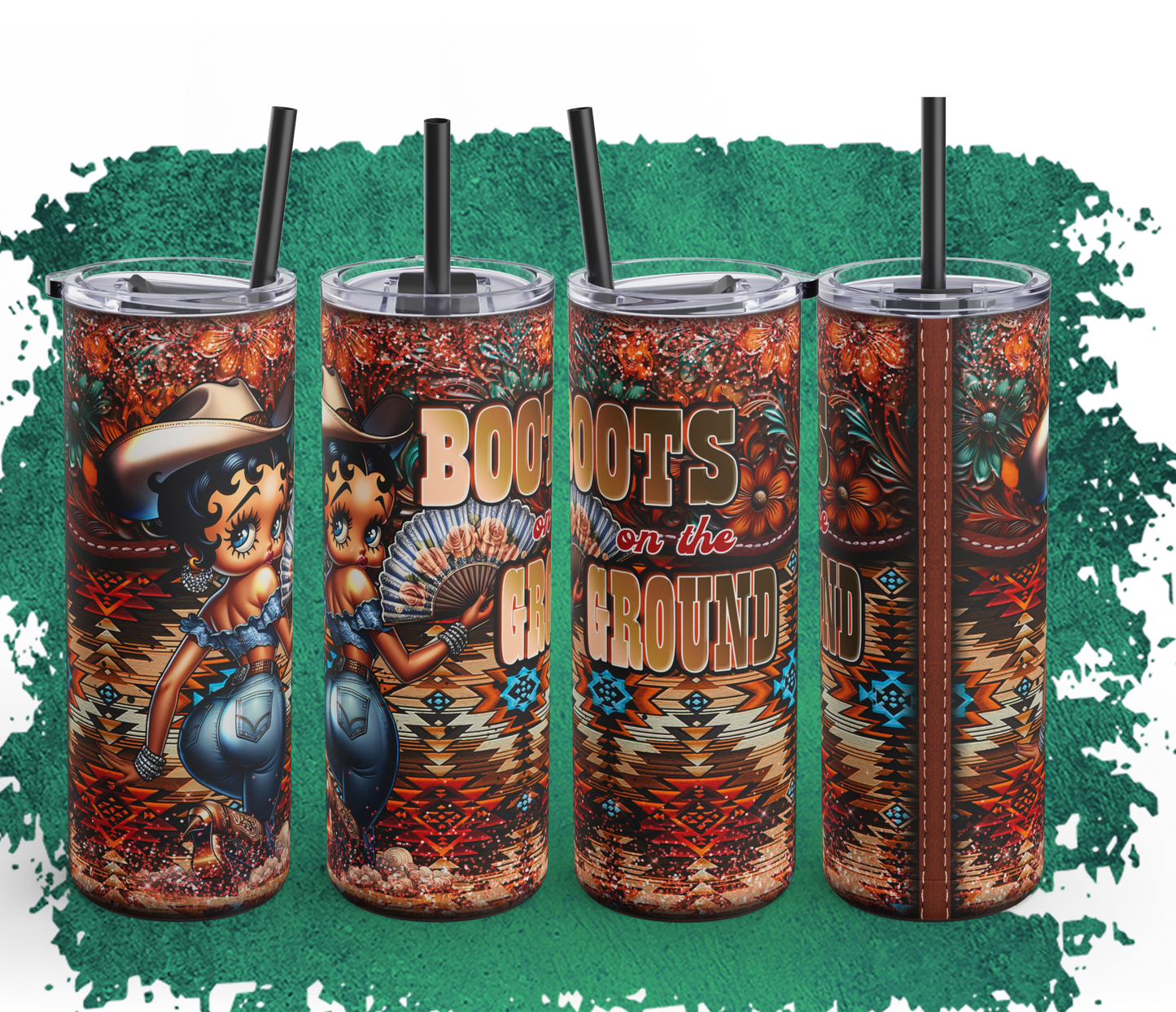 Vibrant Slim Tumbler with Betty Cowgirl Design | 20oz Travel Mug | Perfect for Gifting, Outdoor Adventures, Coffee Lovers, and Parties