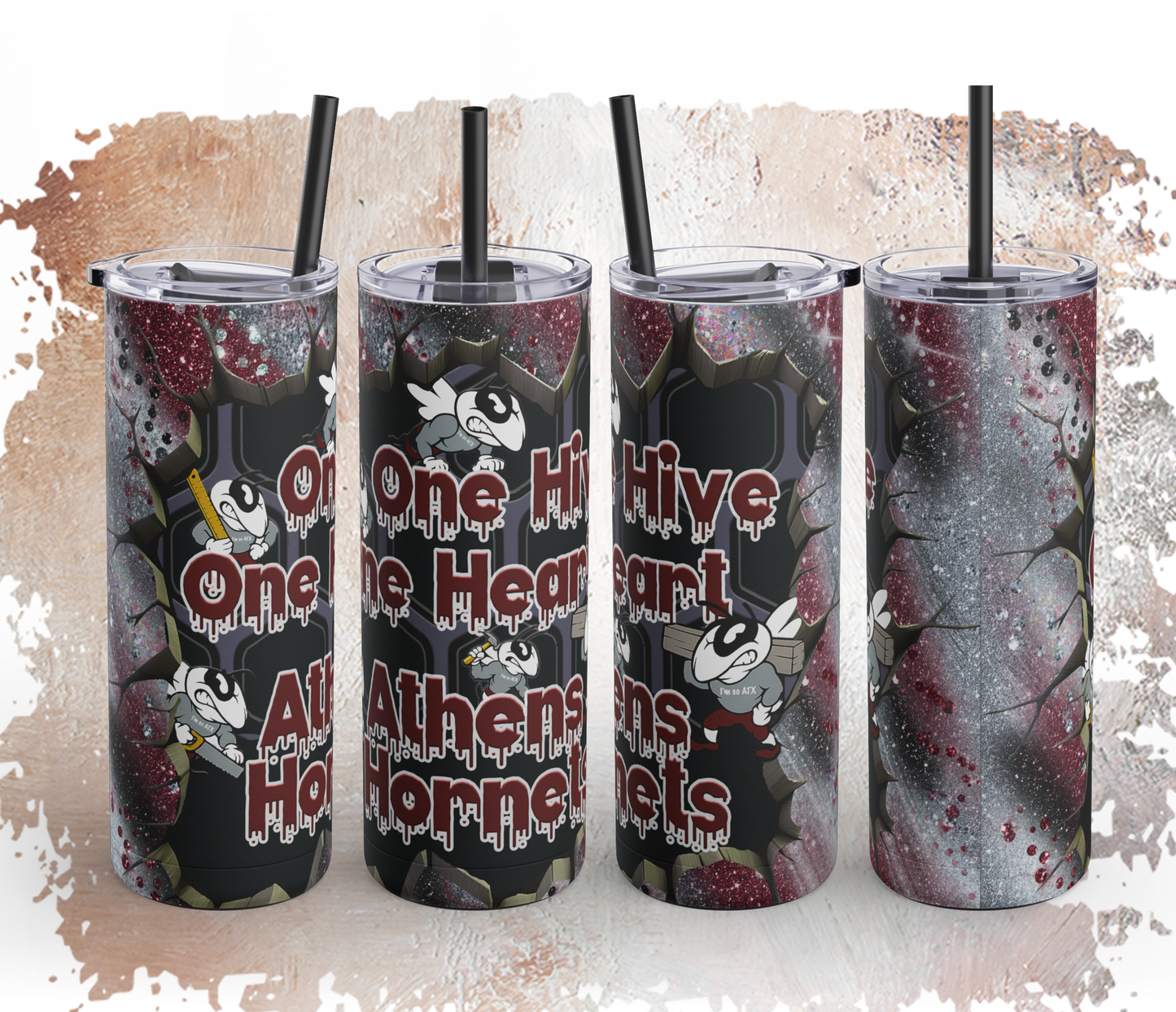 Cute Athens Hornets Themed Tumbler, Personalized Travel Mug, Gift for Him/Her, College Cups, Fun Drinkware, Birthday Present
