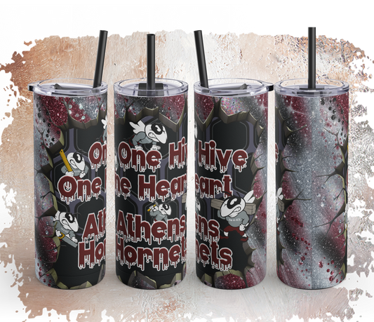 Cute Athens Hornets Themed Tumbler, Personalized Travel Mug, Gift for Him/Her, College Cups, Fun Drinkware, Birthday Present