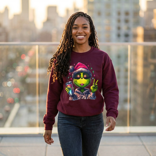 Lady Grinch Christmas Crewneck Sweatshirt