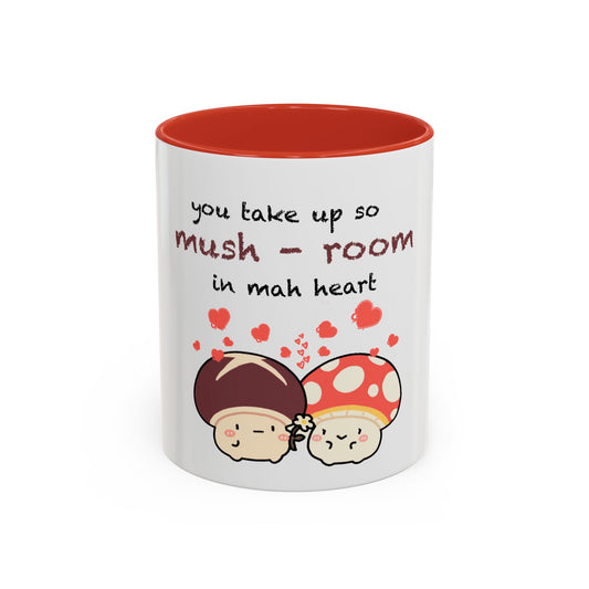 Mushroom Heart Accent Coffee Mug 11oz Ceramic Cup