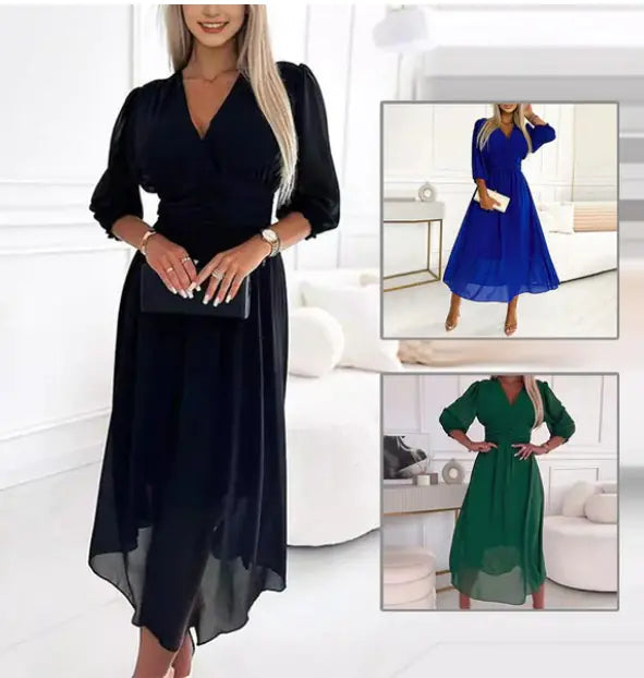 Chic V-Neck Chiffon Dress