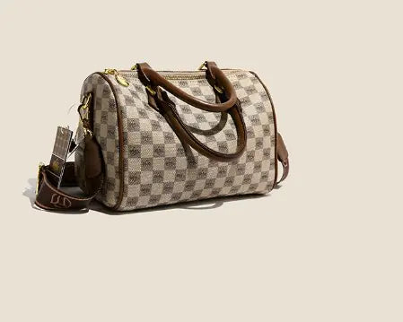 Plaid Shoulder and Handbag Set