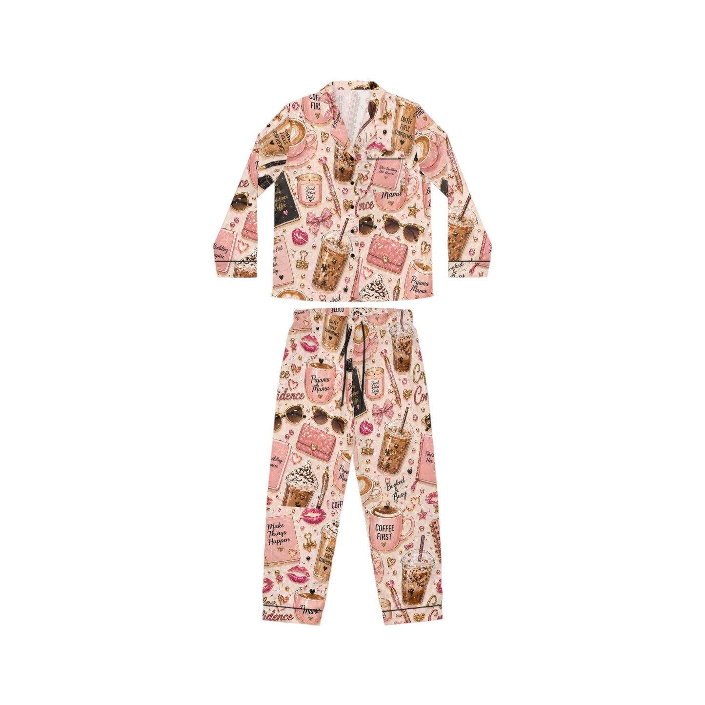 Pajama Mama ™️ Pink Coffee & Glam All-Over Print