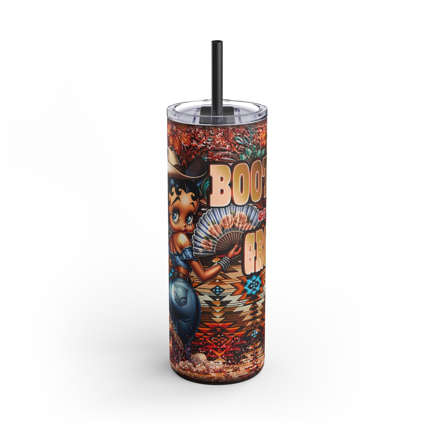 Vibrant Slim Tumbler with Betty Cowgirl Design | 20oz Travel Mug | Perfect for Gifting, Outdoor Adventures, Coffee Lovers, and Parties