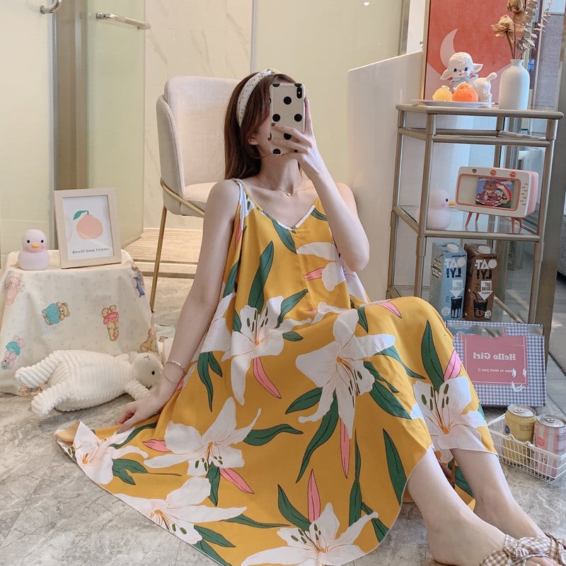 Chic Thin Cotton Silk Sleep Skirt