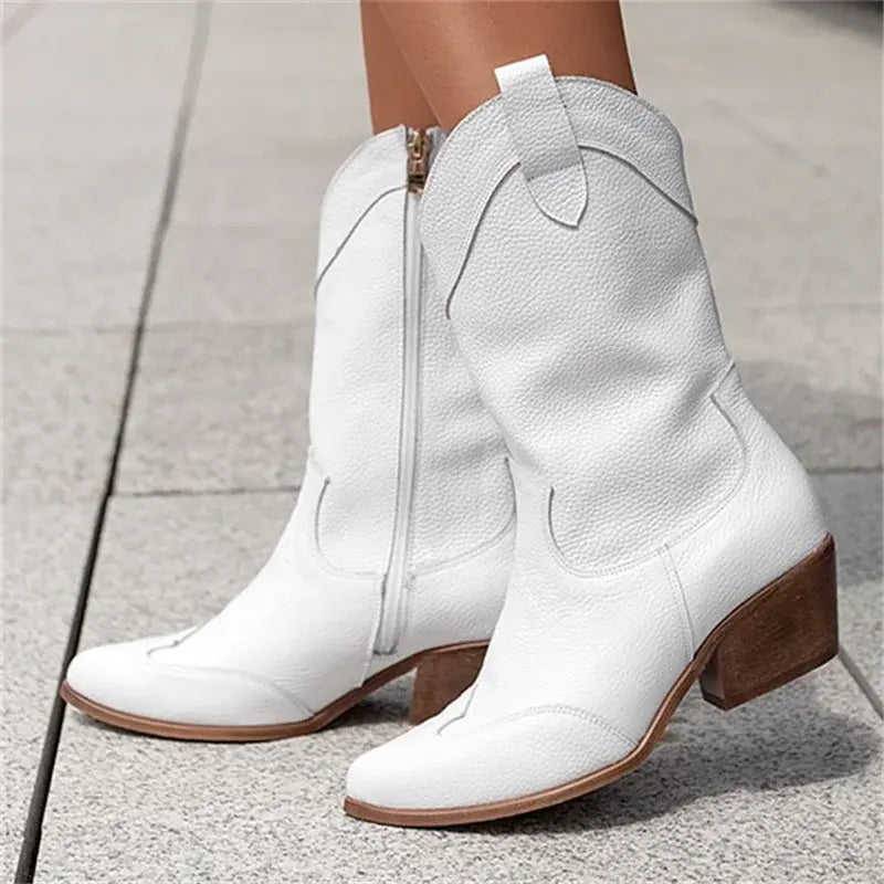 Mid-Calf Ethnic female western boots
