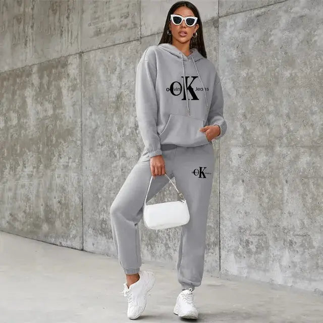Plus-size Women's Women Hoodies + Pants Set Casual Tracksuits