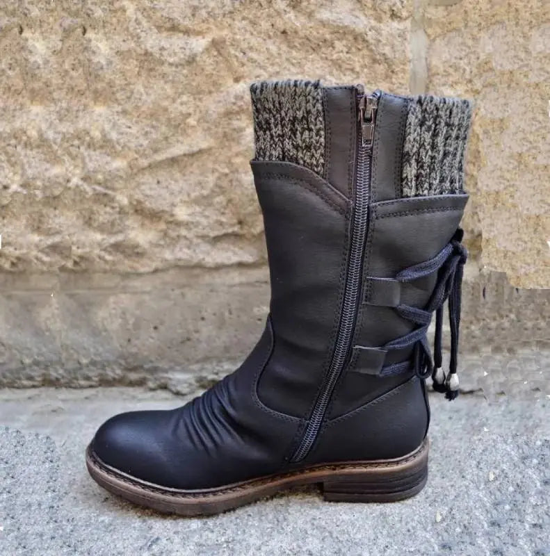 Women's Mid-Calf Leather Martin Boots