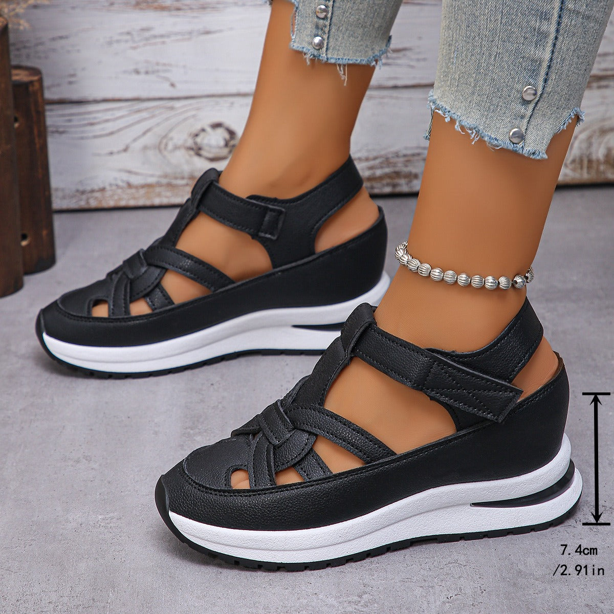 Ladies' PU Wedge Sandals