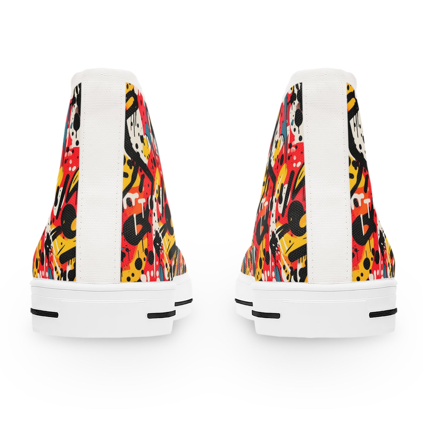 Graffiti Pop High Top Sneakers – Colorful Street Art Style Shoes for Women Vibrant High Top Sneakers for Women, Colorful Artistic Kicks, Streetwear, Casual Footwear, Trendy Fashion Shoes, Unique Gift Idea
